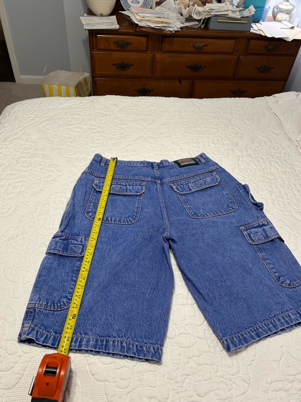Pascali Vintage Cargo Denim Shorts in Medium Blue - Picture 6 of 8